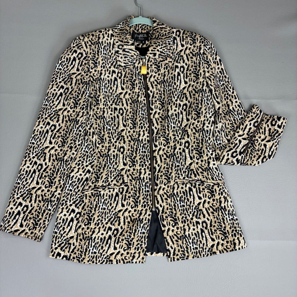 Mary McFadden Studio II VTG 90s Style 843118 Animal Print Jacket Mob Wife Sz 8